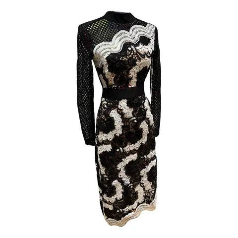 Self Portrait Monochrome Asymmetrical Dress