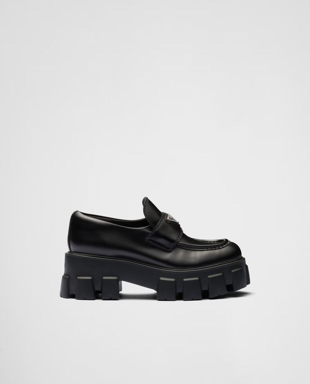 Prada Brushed Leather Monolith Loafers