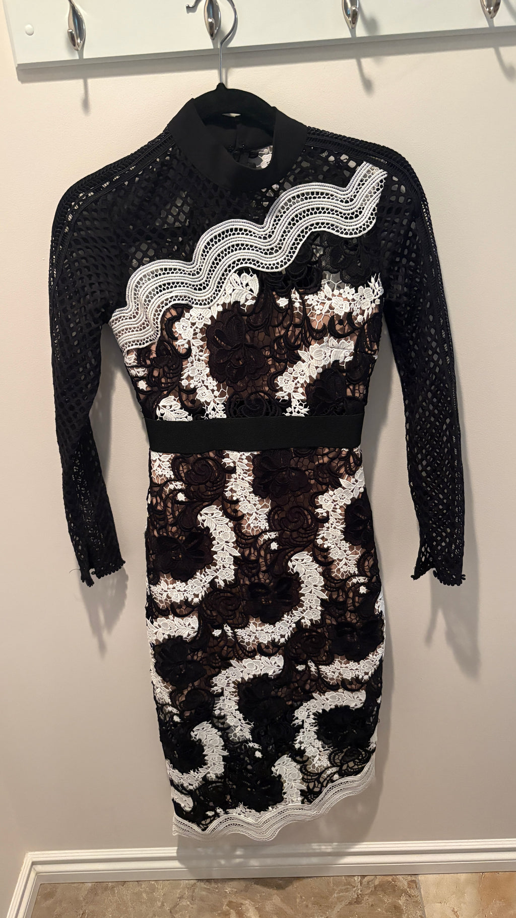 Self Portrait Monochrome Asymmetrical Dress
