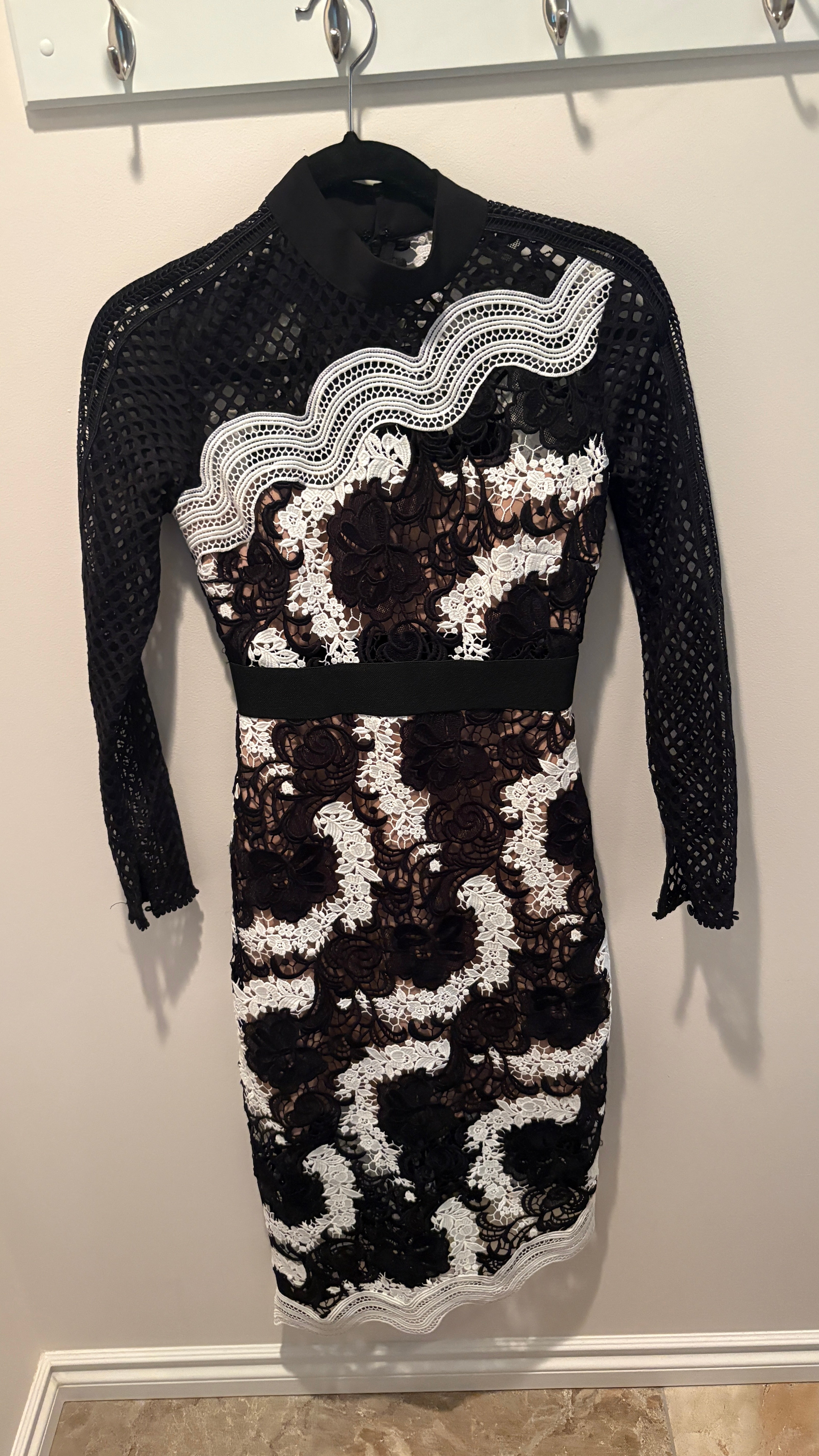 Self Portrait Monochrome Asymmetrical Dress