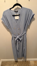 Frnch Belted Striped Shirtdress