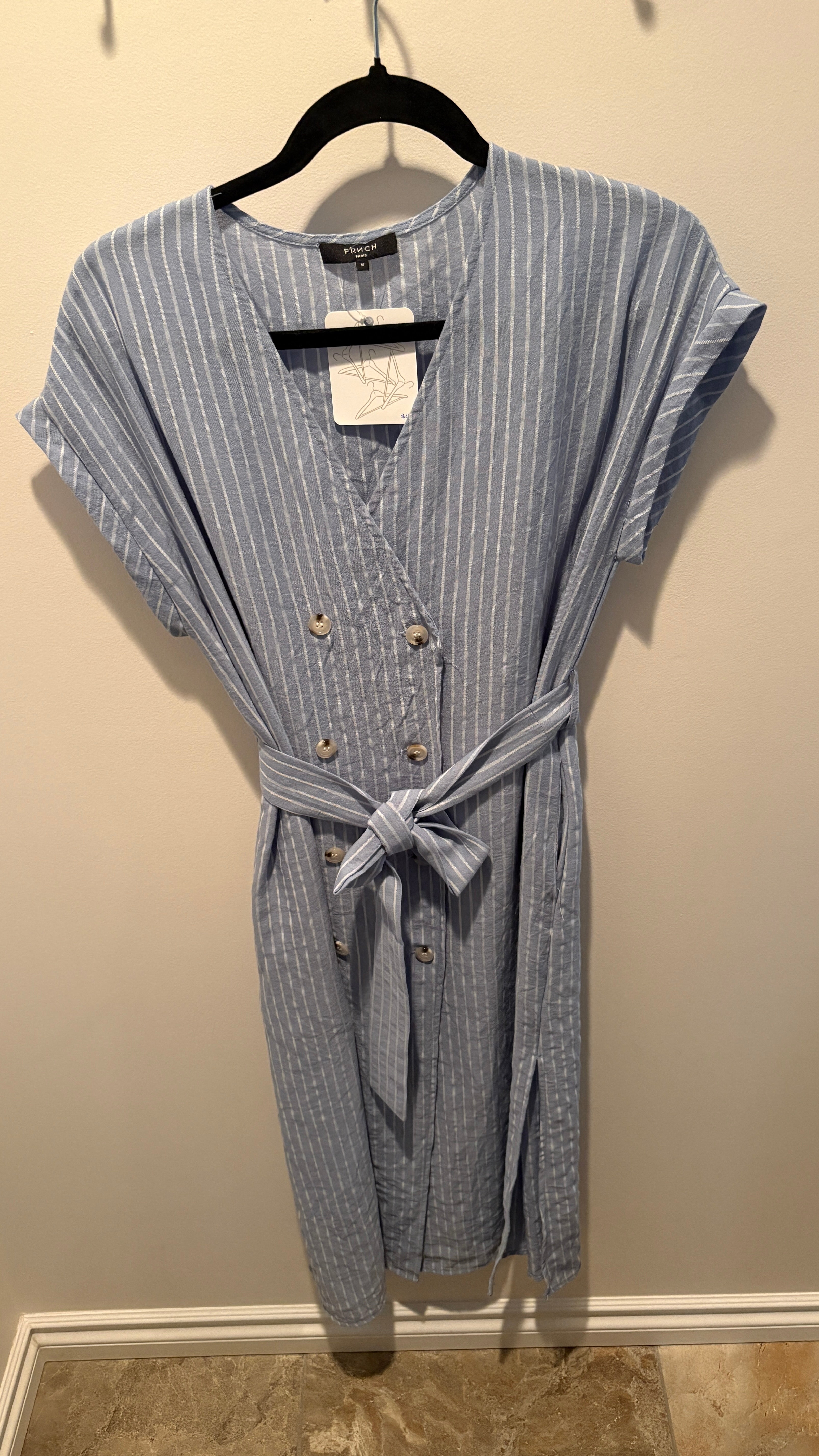 Frnch Belted Striped Shirtdress