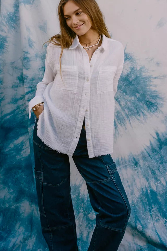 Urban Outfitters Luca Textured Cotton Button Down Shirt