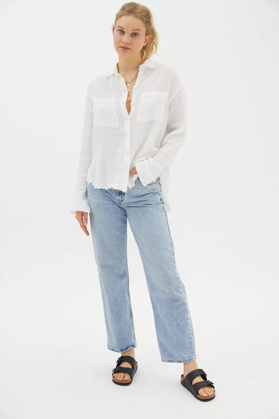 Urban Outfitters Luca Textured Cotton Button Down Shirt
