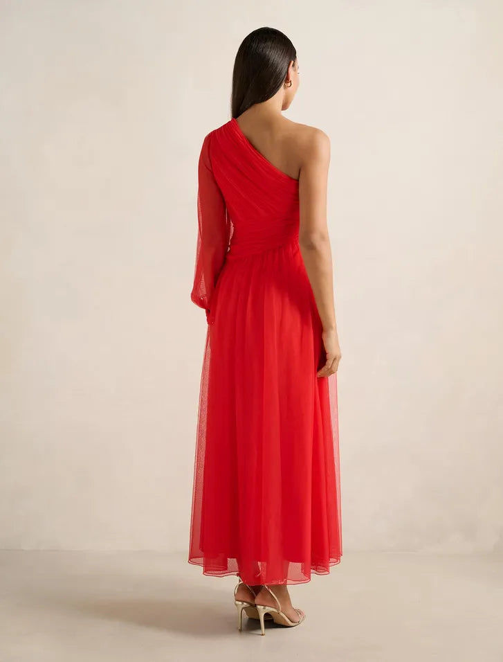 NWT Evernew Jennifer One-Shoulder Tulle Maxi Dress