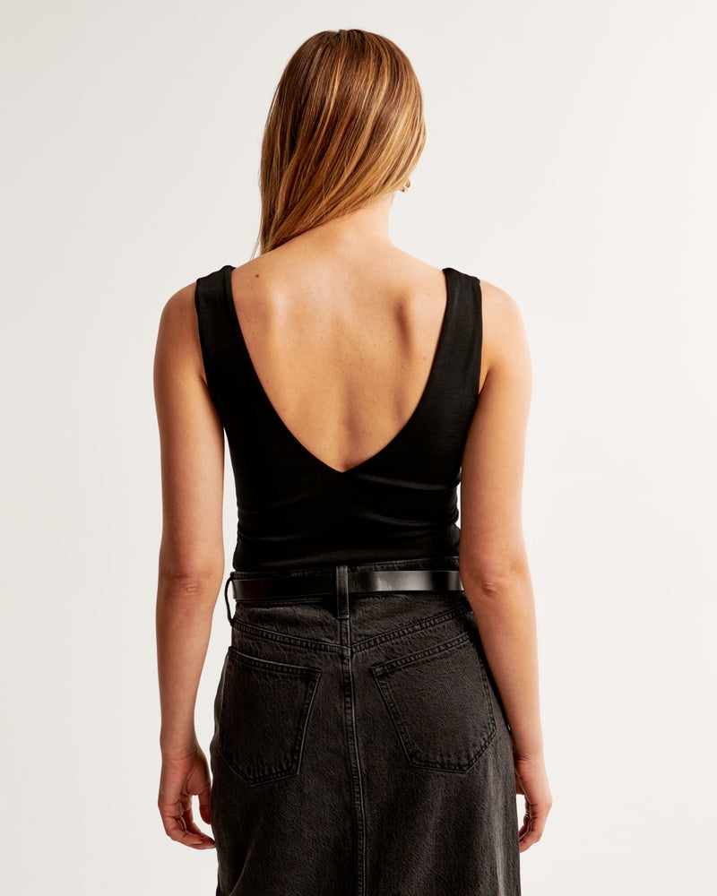 Abercrombie & Fitch Glossy Plunge Twist bodysuit