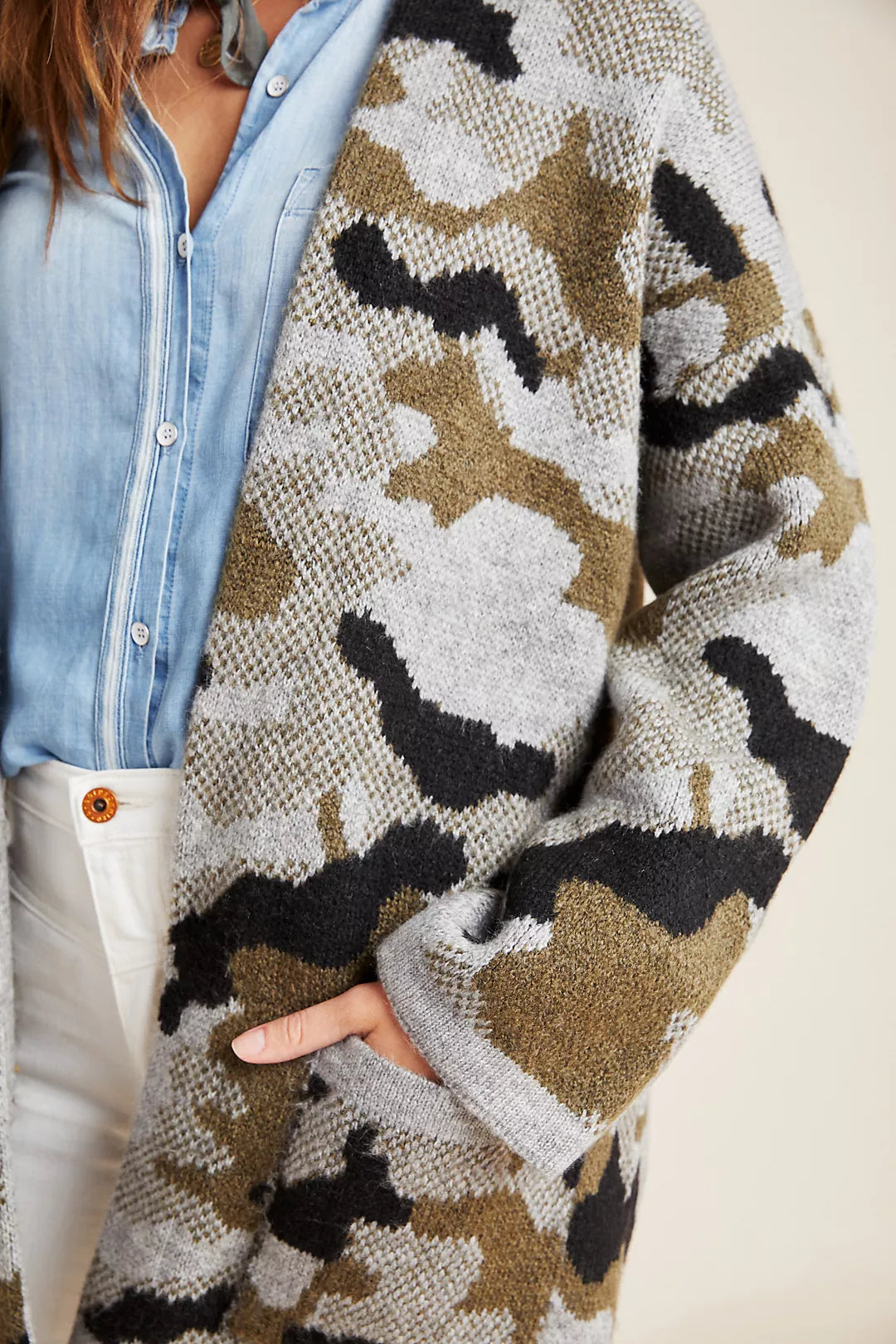 Anthropologie Vera Camo Cardigan