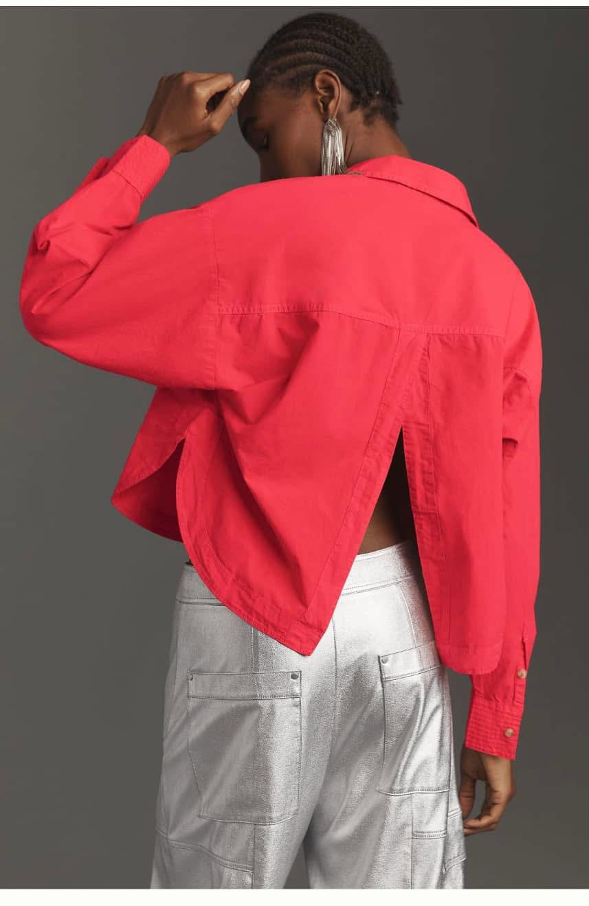 Anthropologie Back Slit Button Down Blouse