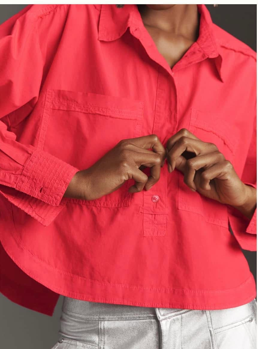 Anthropologie Back Slit Button Down Blouse
