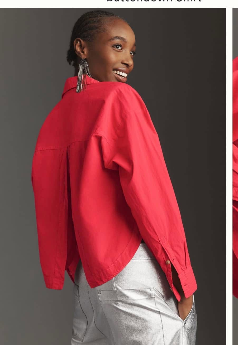 Anthropologie Back Slit Button Down Blouse